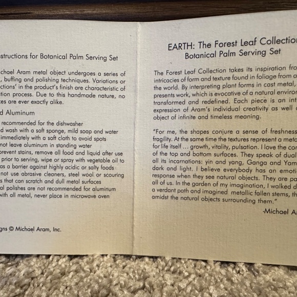 NEW ORIGINAL RARE Michael Aram Forest Leaf Collection Botanical Palm Serving Set - Picture 6 of 7